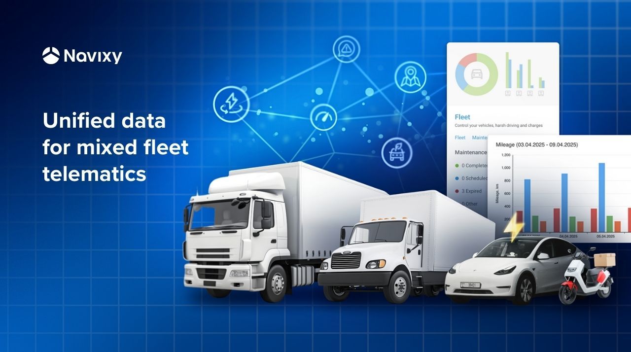 Novixy displays unified data for mixed fleet telematics with vehicles and data analytics.
