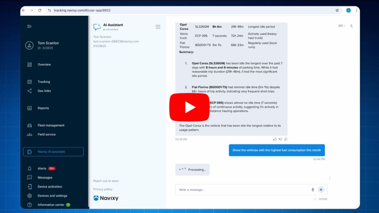Navixy AI Assistant отвечает