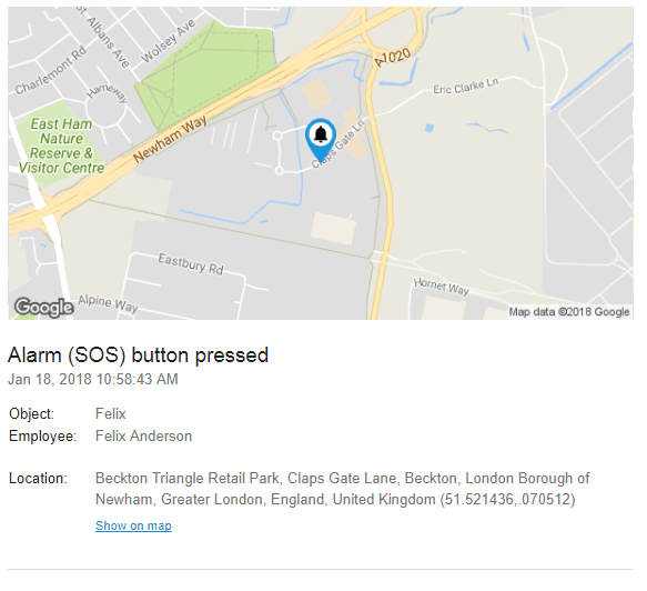 Receive improved email notifications: location mark on map and employee’s name