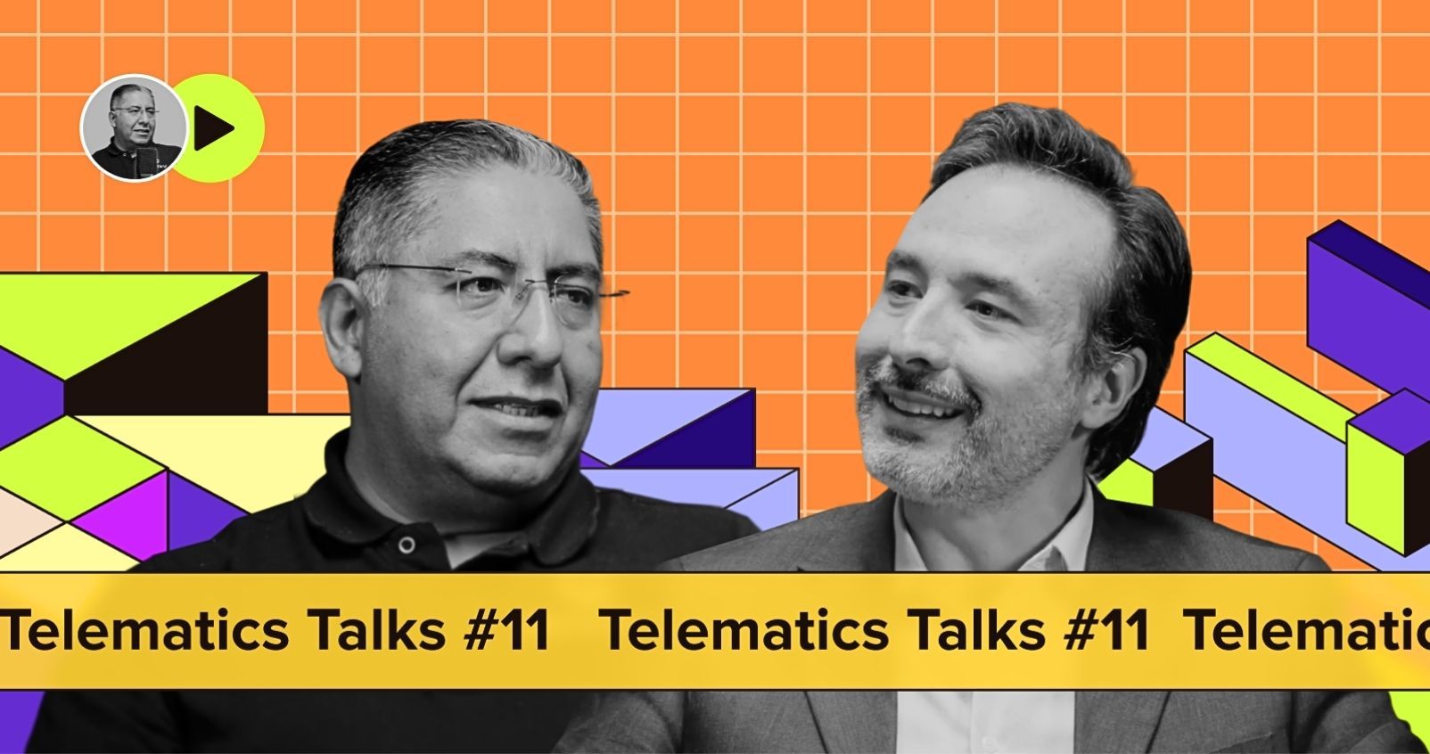 Two men smile while engaged in conversation during Telematics Talks #11 event.