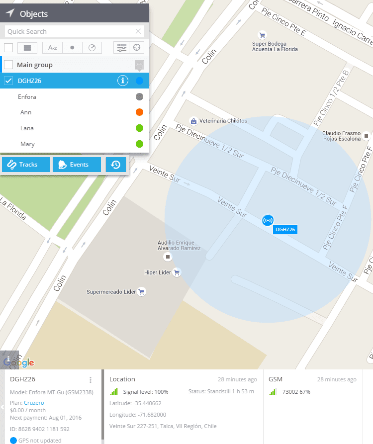 LBS as a backup tracking mode