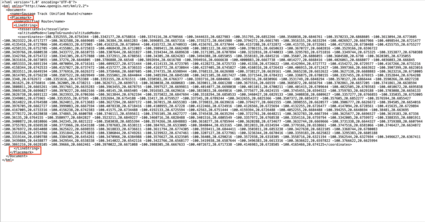 Une capture montrant un fichier texte avec de nombreuses lignes de données et des commandes d’édition surlignées.
