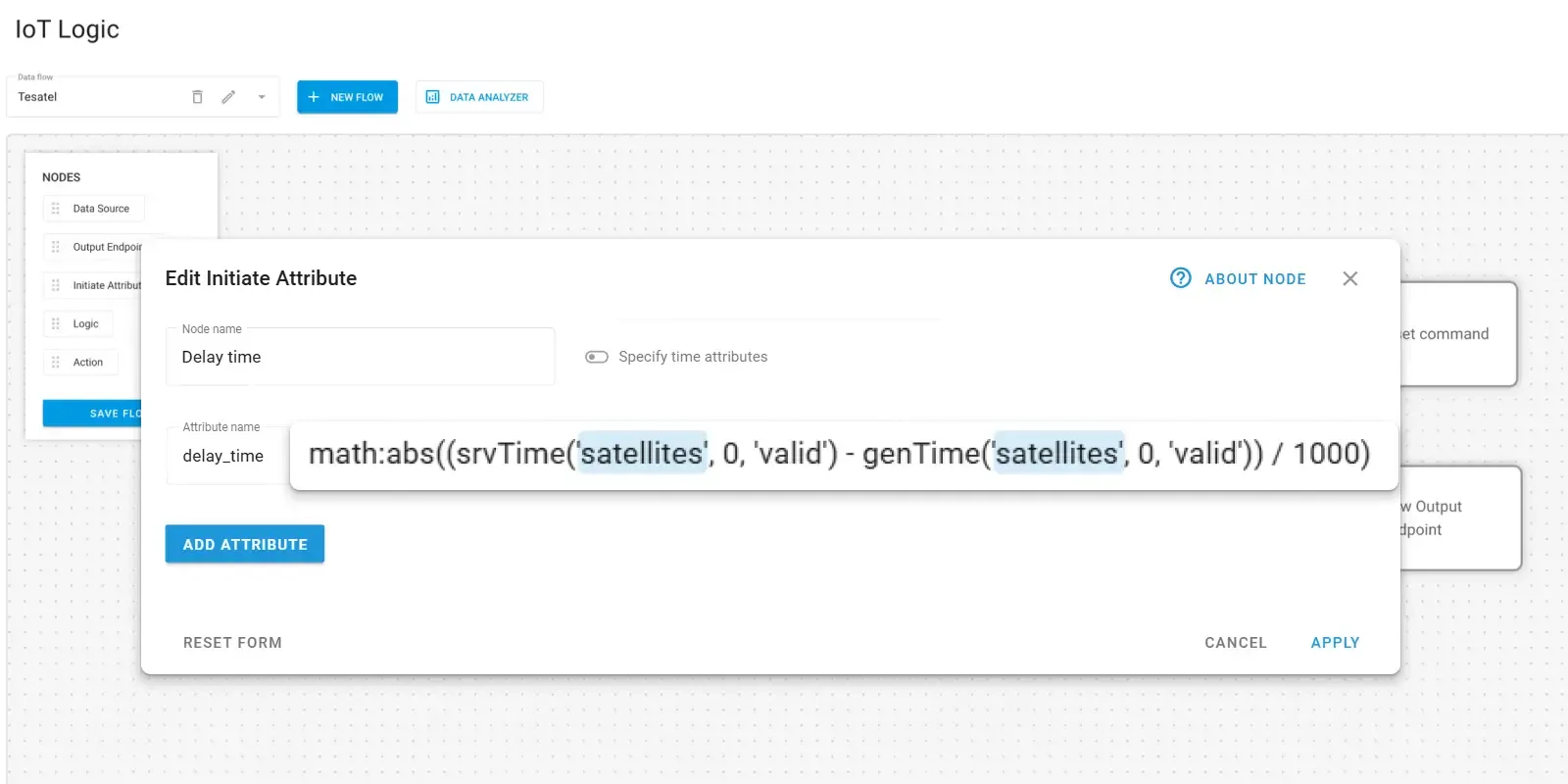 Data transmission delay attribute created