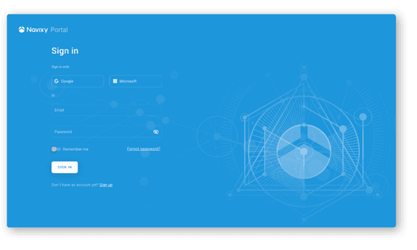 Navixy Portal login page