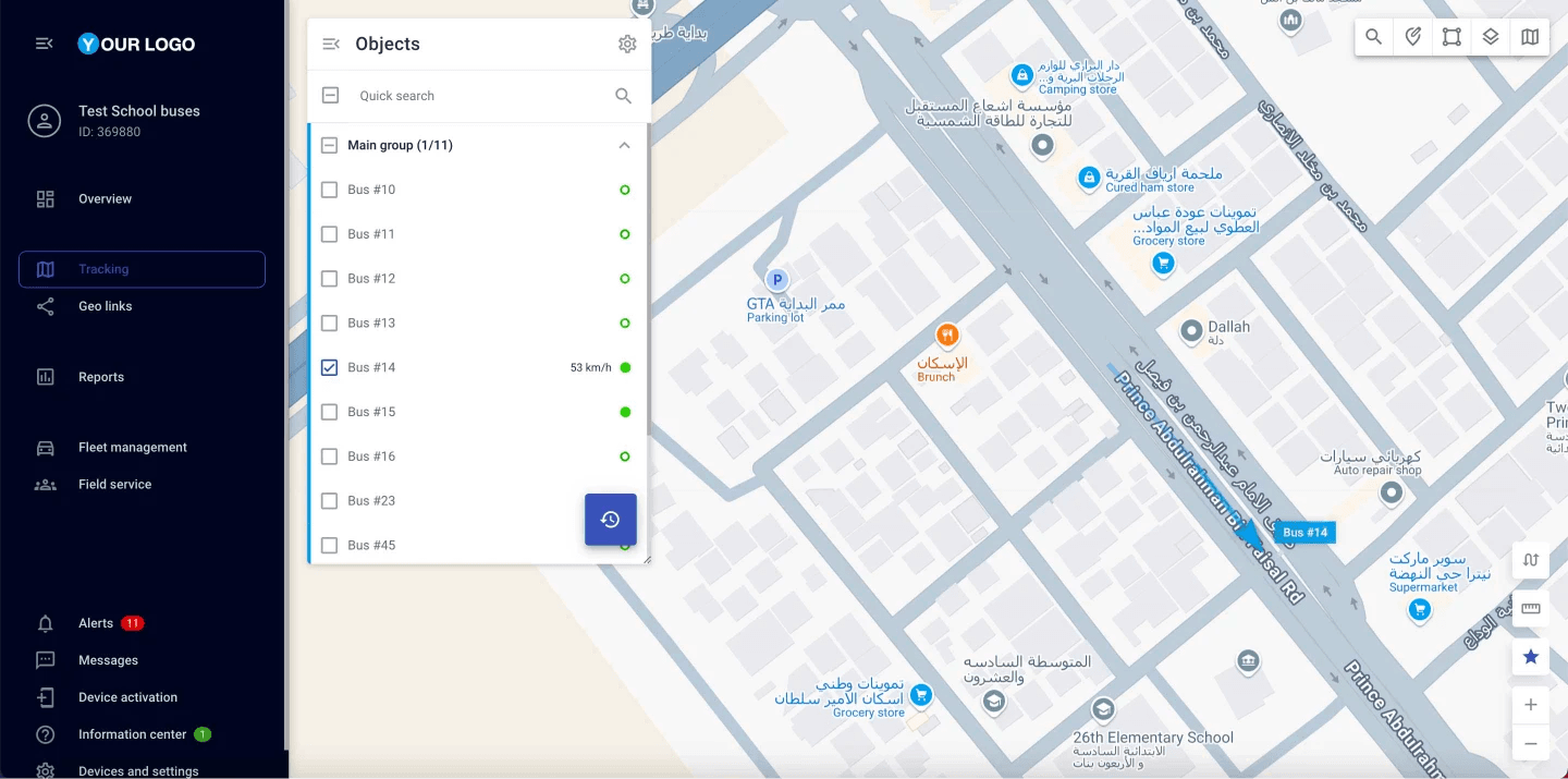 Seguimiento GPS de autobús escolar