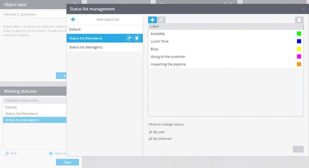 Status lists functionality