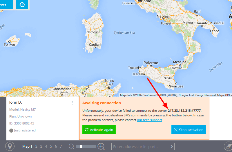 Device activation widget